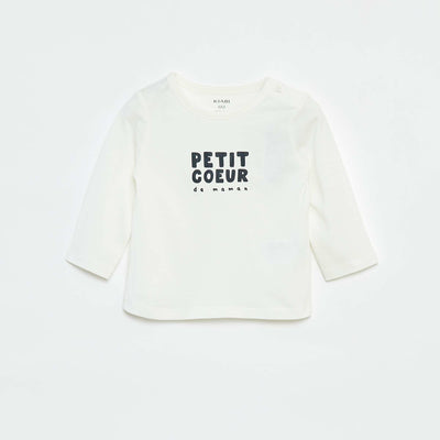 T-shirt imprimé à manches longues BLANC
