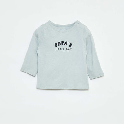 T-shirt imprimé à manches longues BLEU