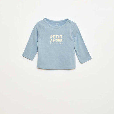T-shirt imprimé à manches longues BLEU
