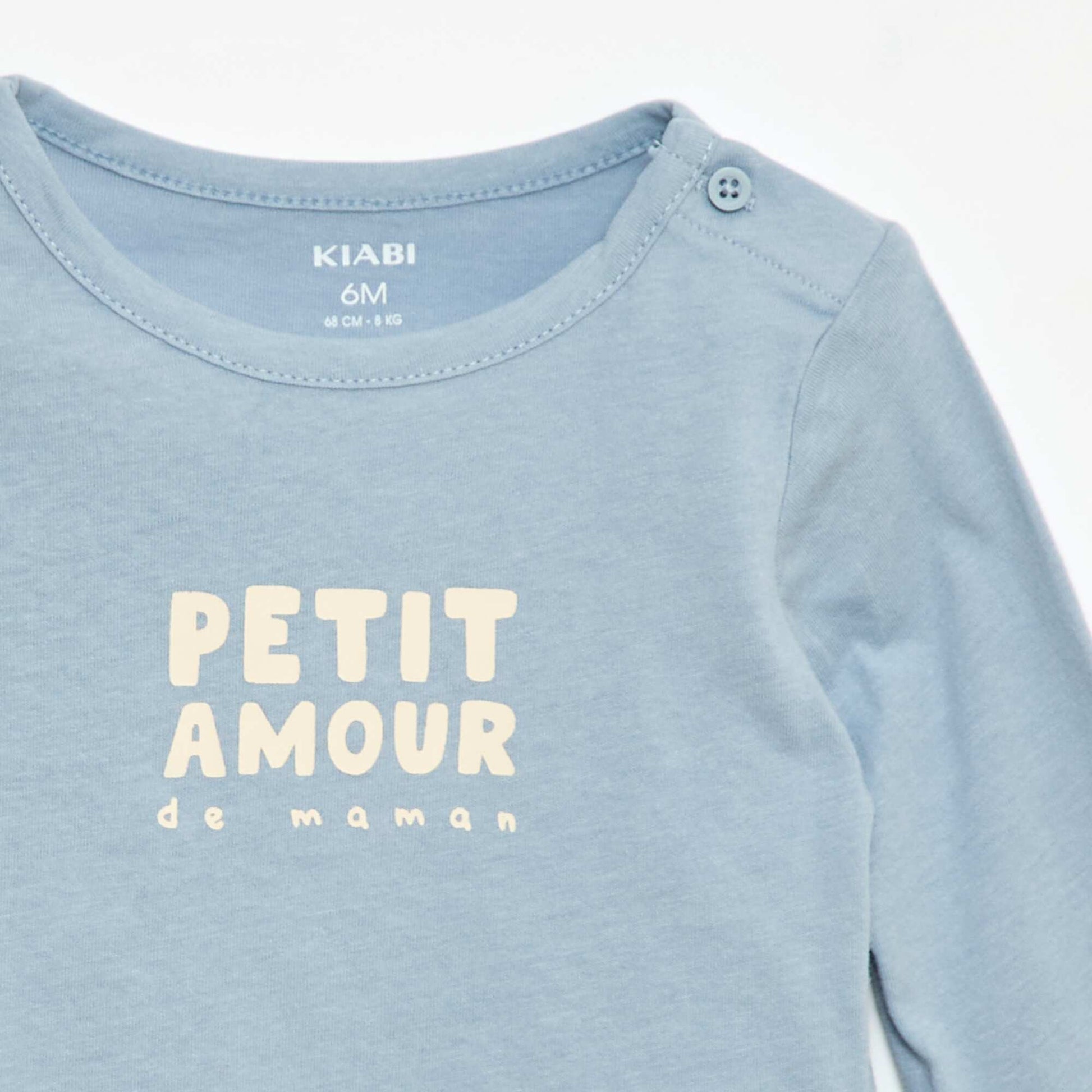 T-shirt imprimé à manches longues BLEU