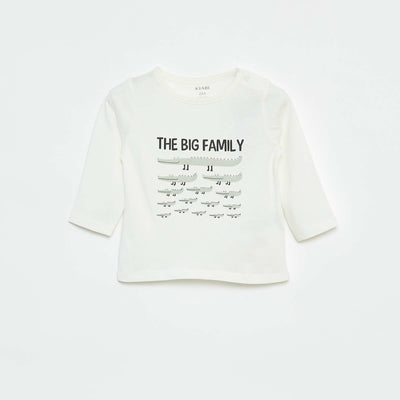 T-shirt à manches longues avec animation BLANC
