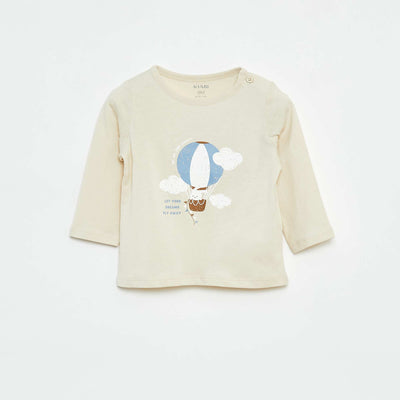 T-shirt à manches longues avec animation BEIGE