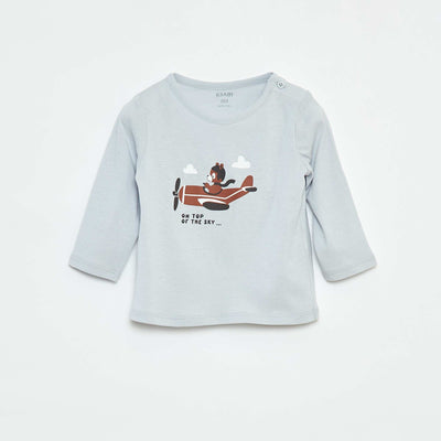 T-shirt à manches longues avec animation BLEU