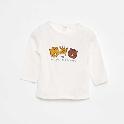 T-shirt à manches longues avec animation BLANC