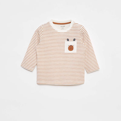 T-shirt en jersey avec poche poitrine MARRON