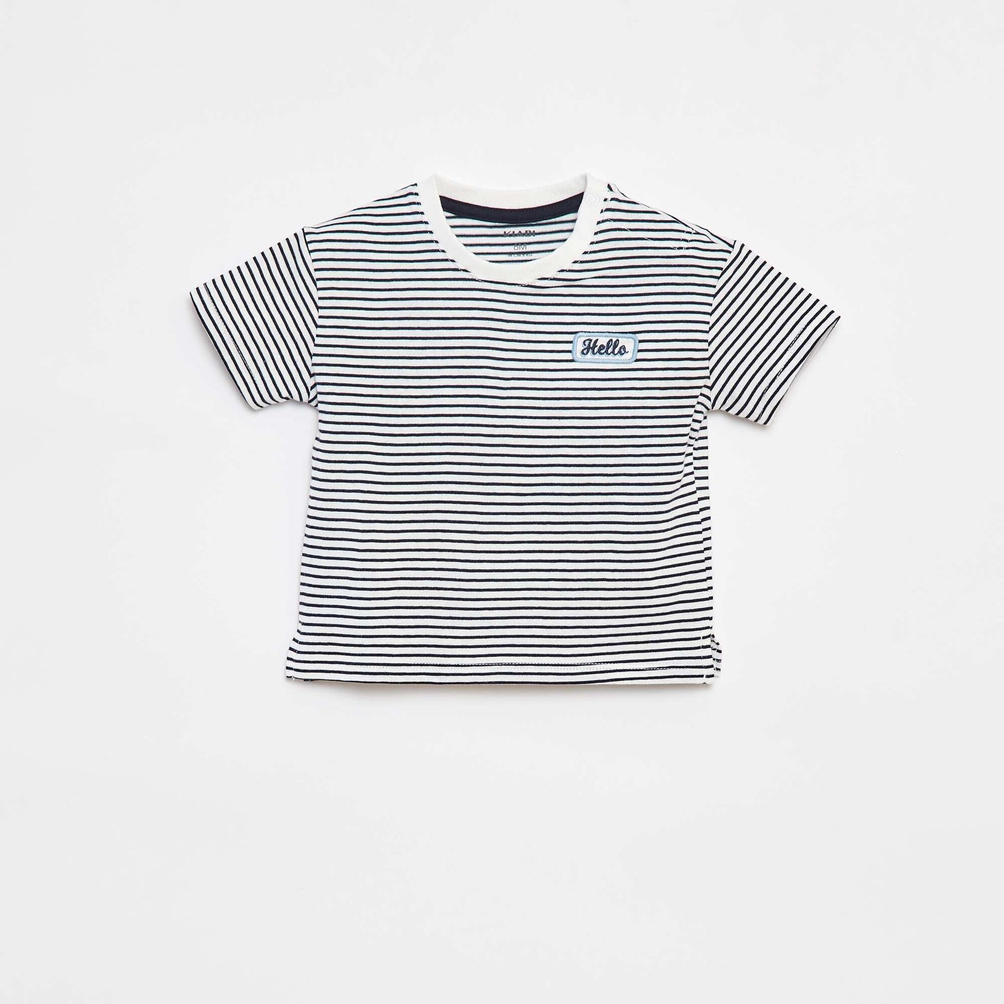T-shirt rayé à manches courtes BLANC