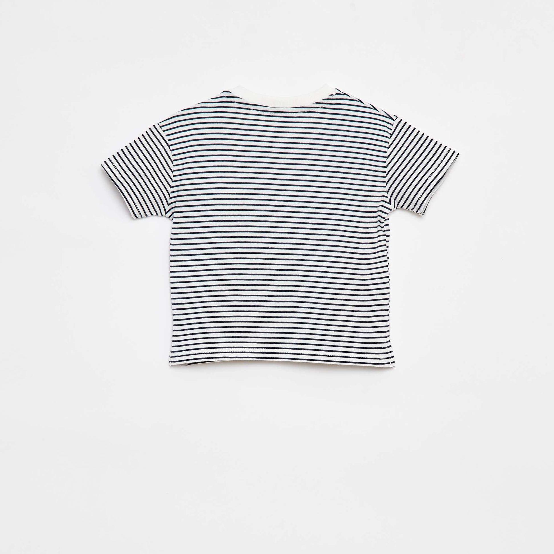 T-shirt rayé à manches courtes BLANC