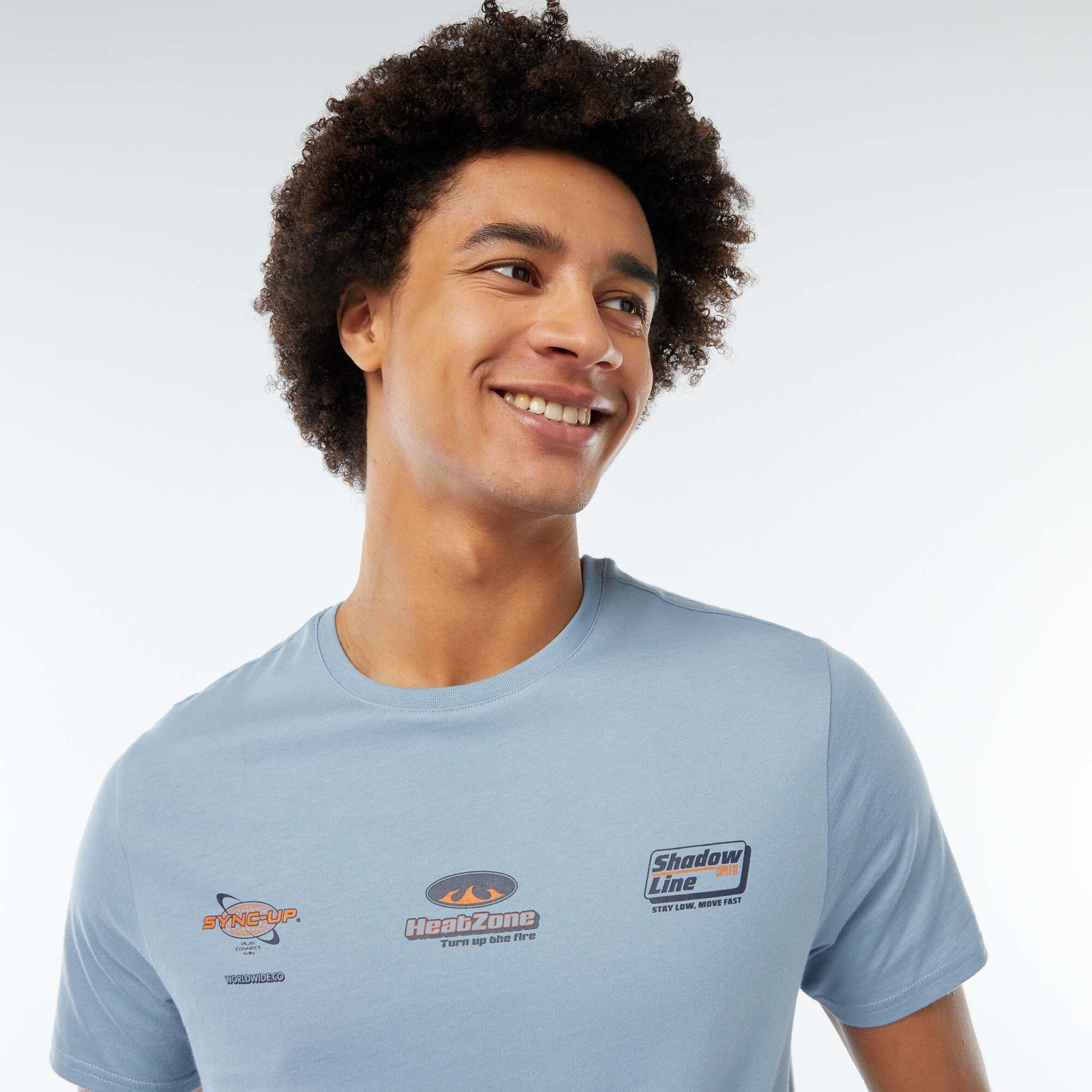 Tee-shirt imprimé à manches courtes BLEU