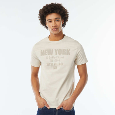 Tee-shirt imprimé à manches courtes BEIGE