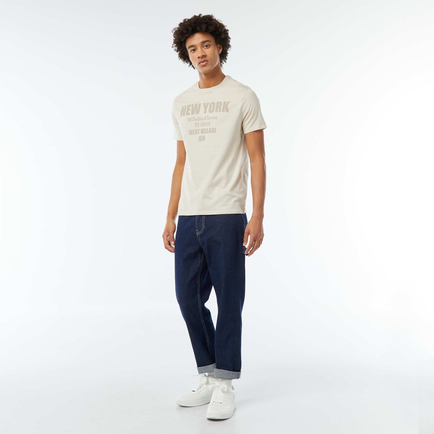 Tee-shirt imprimé à manches courtes BEIGE