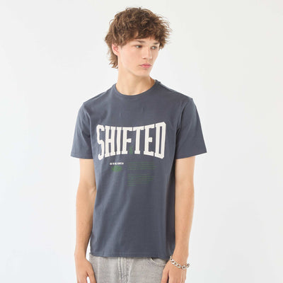 Tee-shirt imprimé à manches courtes BLEU
