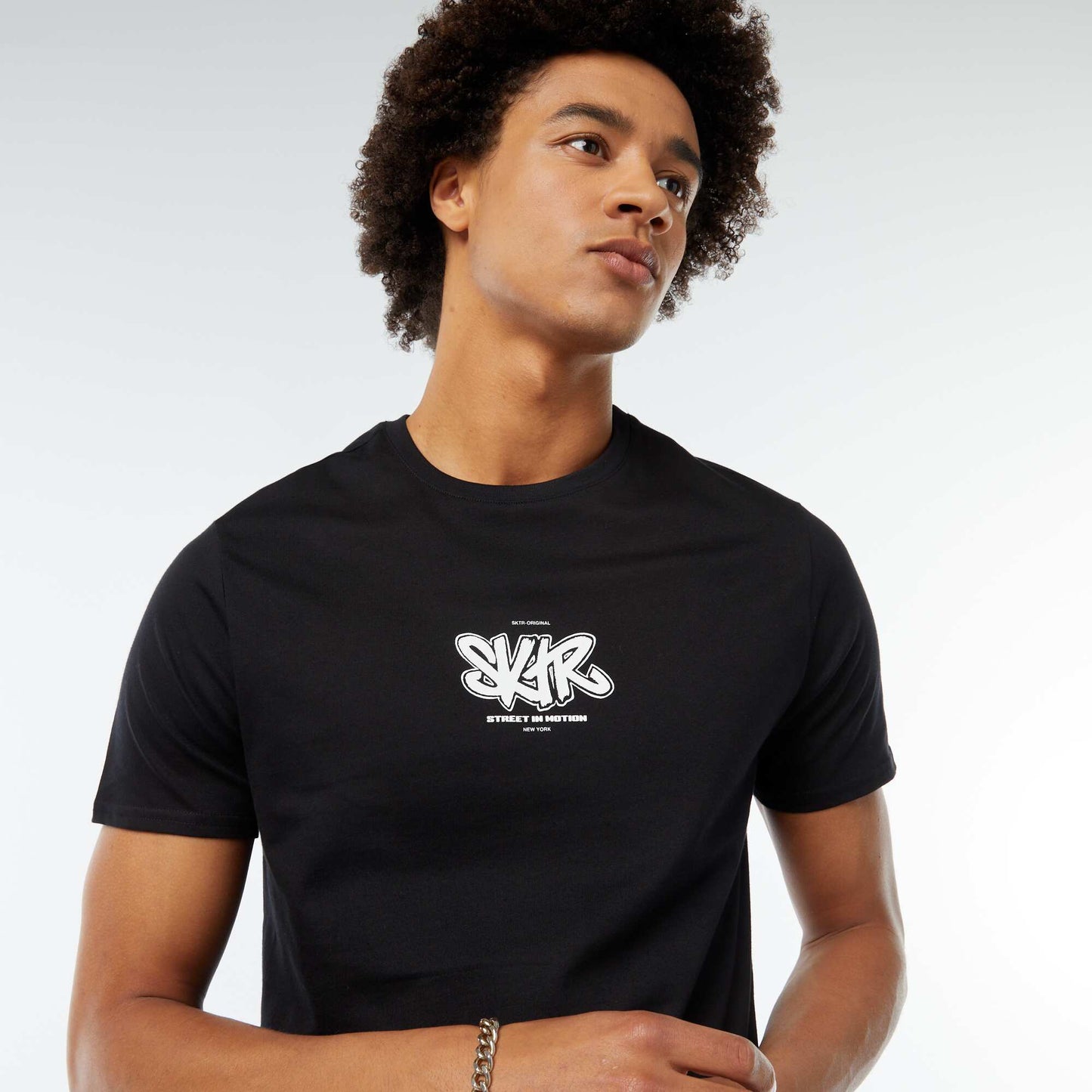 Tee-shirt imprimé à manches courtes NOIR