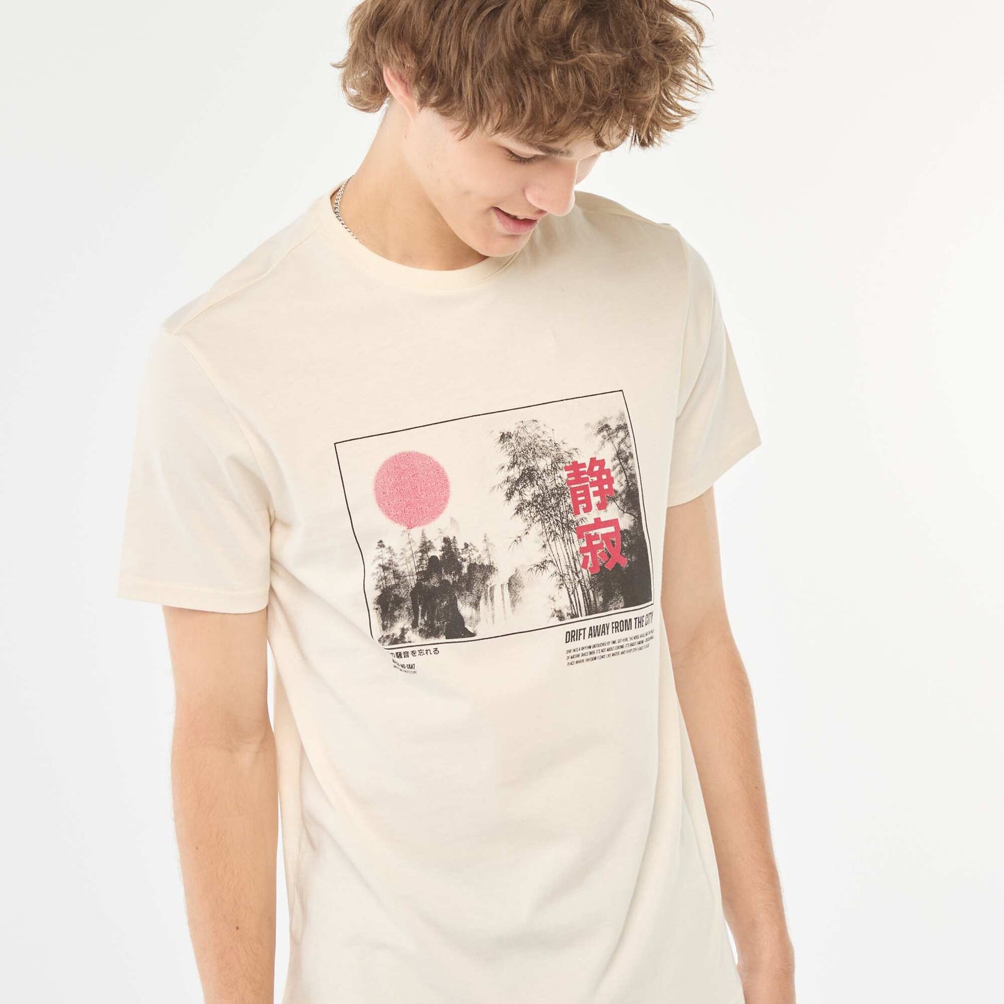 Tee-shirt imprimé à manches courtes BLANC