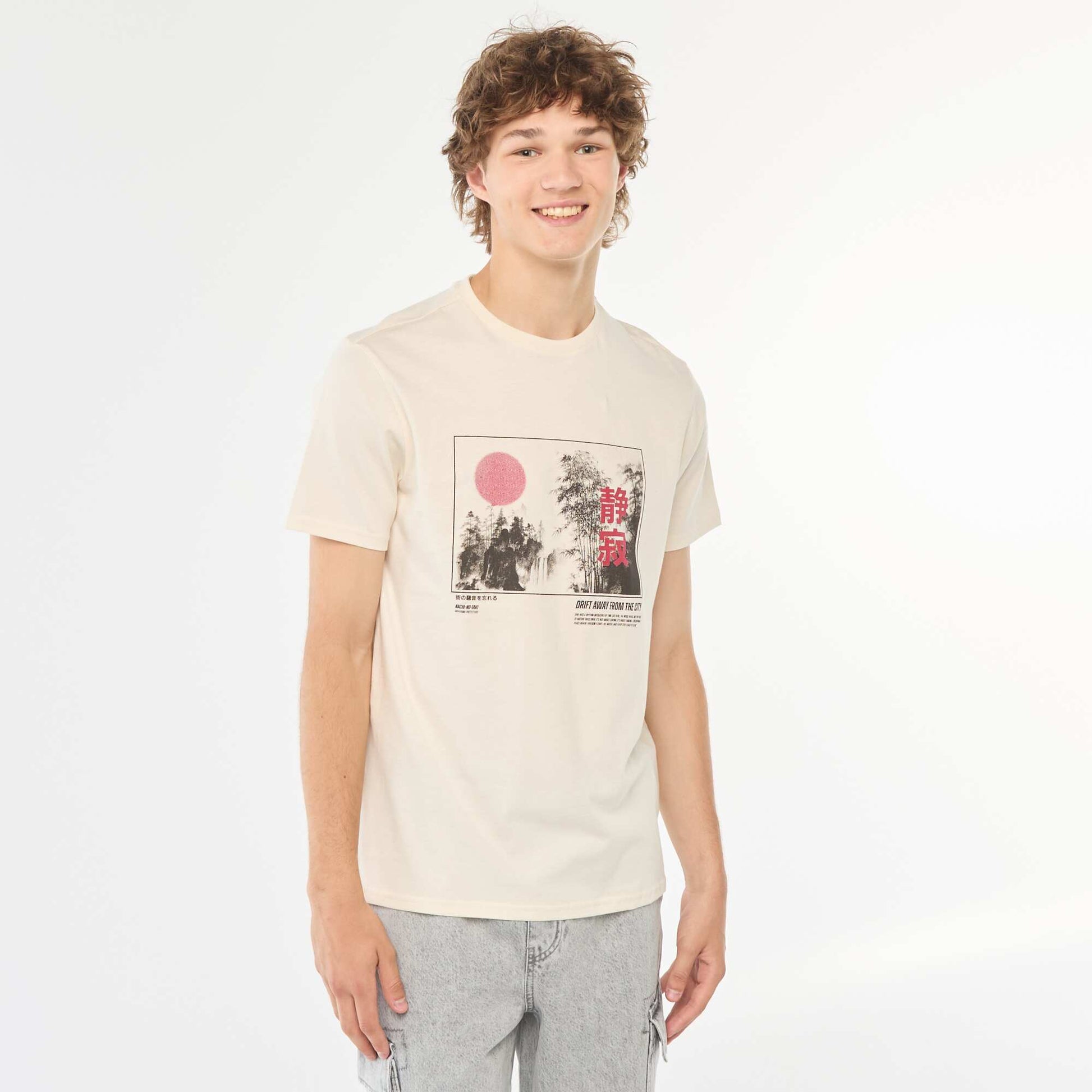 Tee-shirt imprimé à manches courtes BLANC