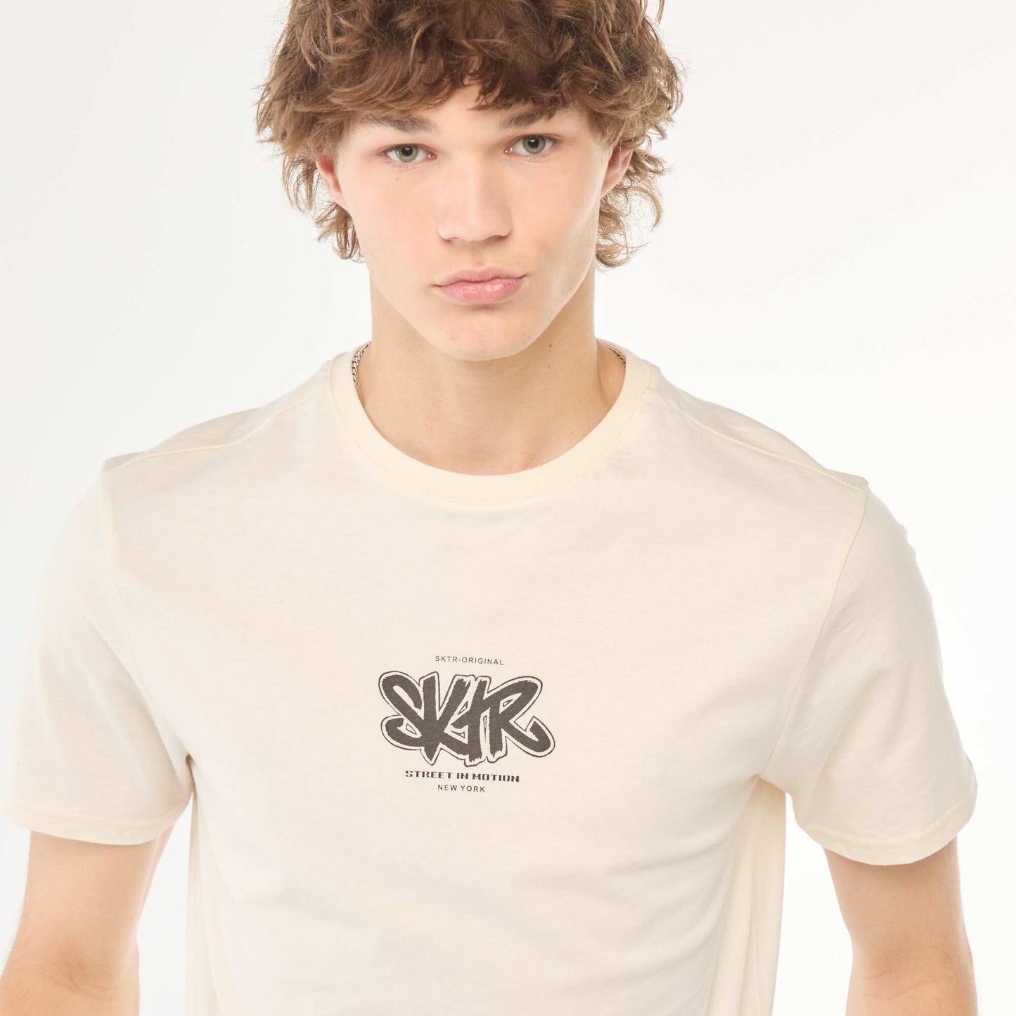 Tee-shirt imprimé à manches courtes BLANC