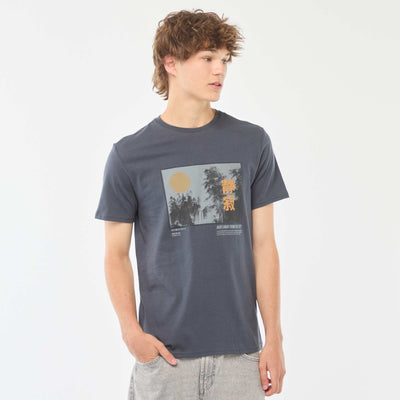 Tee-shirt imprimé à manches courtes BLEU