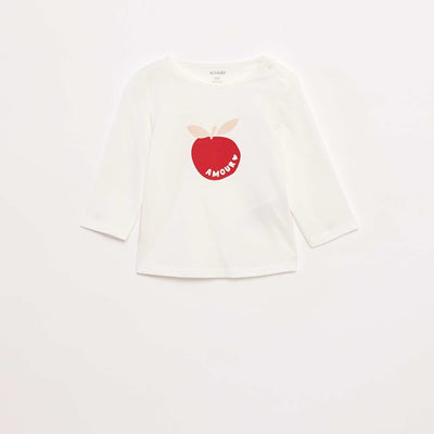 T-shirt manches longue impirmé BLANC