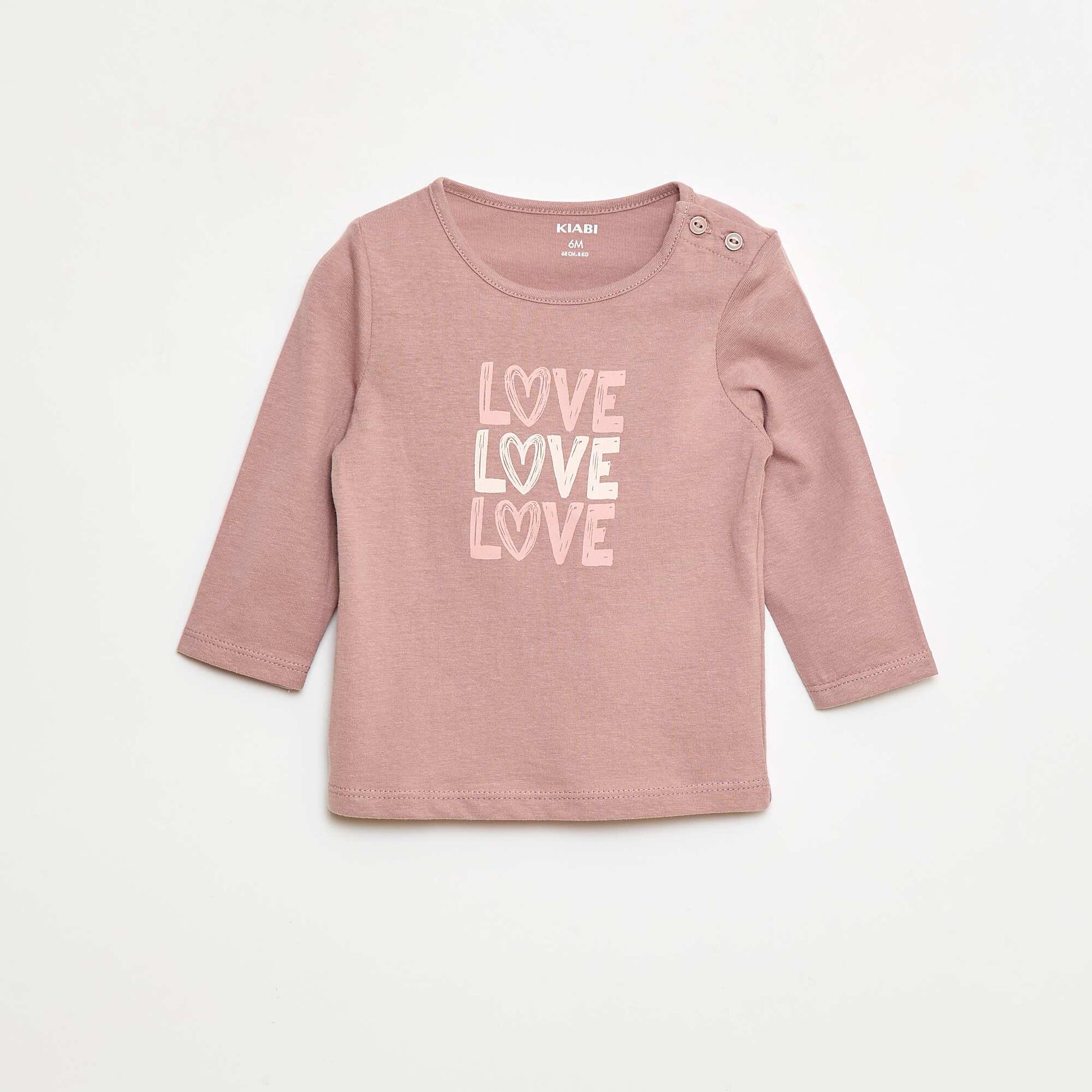 T-shirt manches longue impirmé ROSE