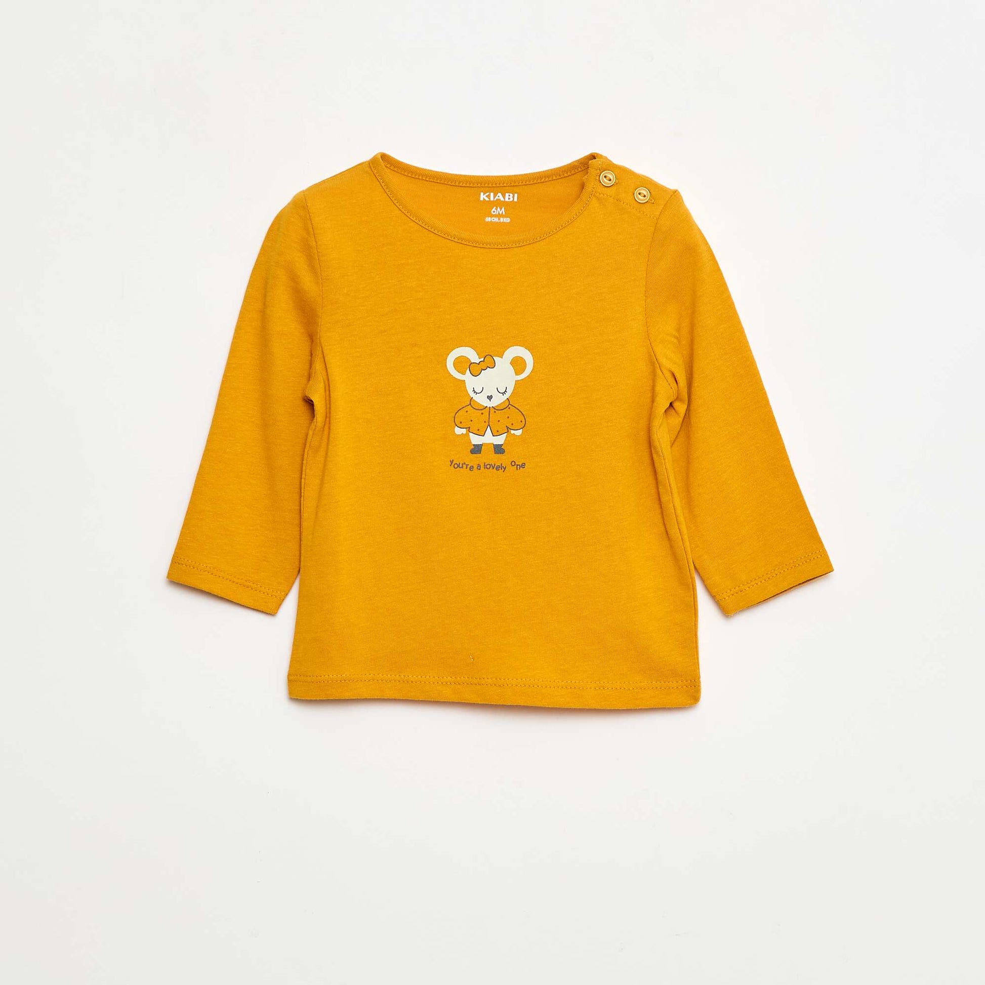 T-shirt manches longue impirmé JAUNE