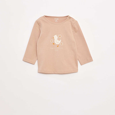 T-shirt manches longue impirmé BEIGE