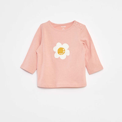 T-shirt manches longue impirmé ROSE