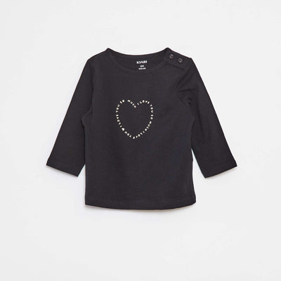 T-shirt manches longue impirmé NOIR