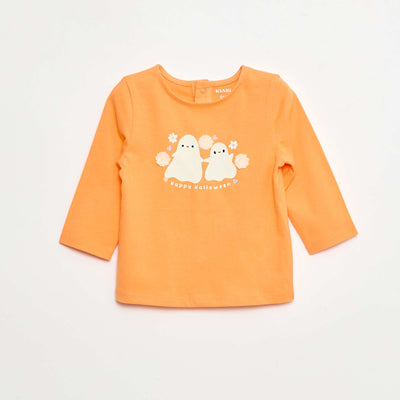 T-shirt manches longues avec animation devant ORANGE