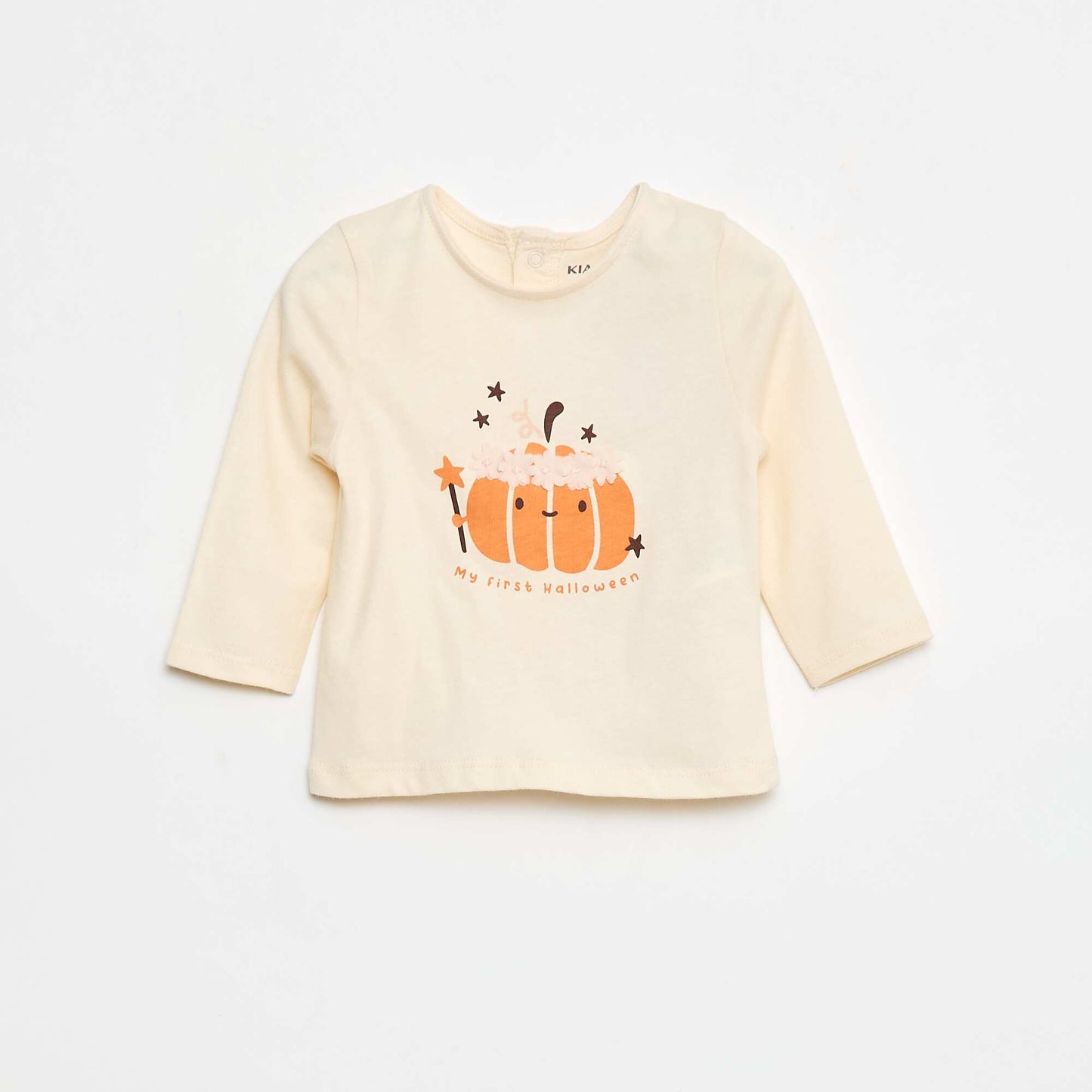 T-shirt manches longues avec animation devant BLANC
