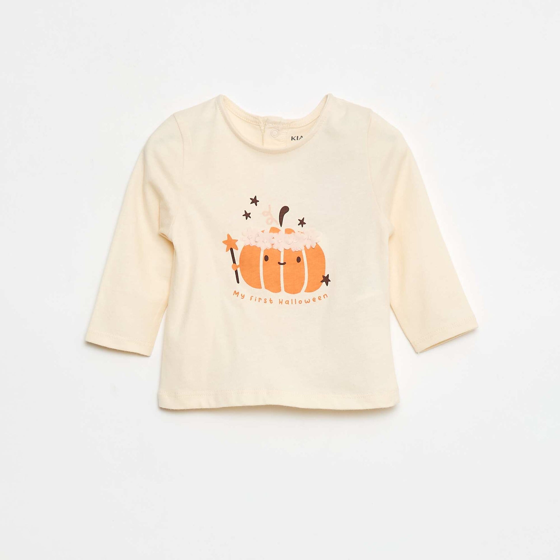 T-shirt manches longues avec animation devant BLANC