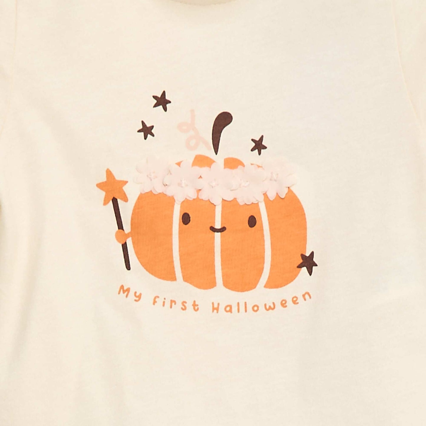T-shirt manches longues avec animation devant BLANC