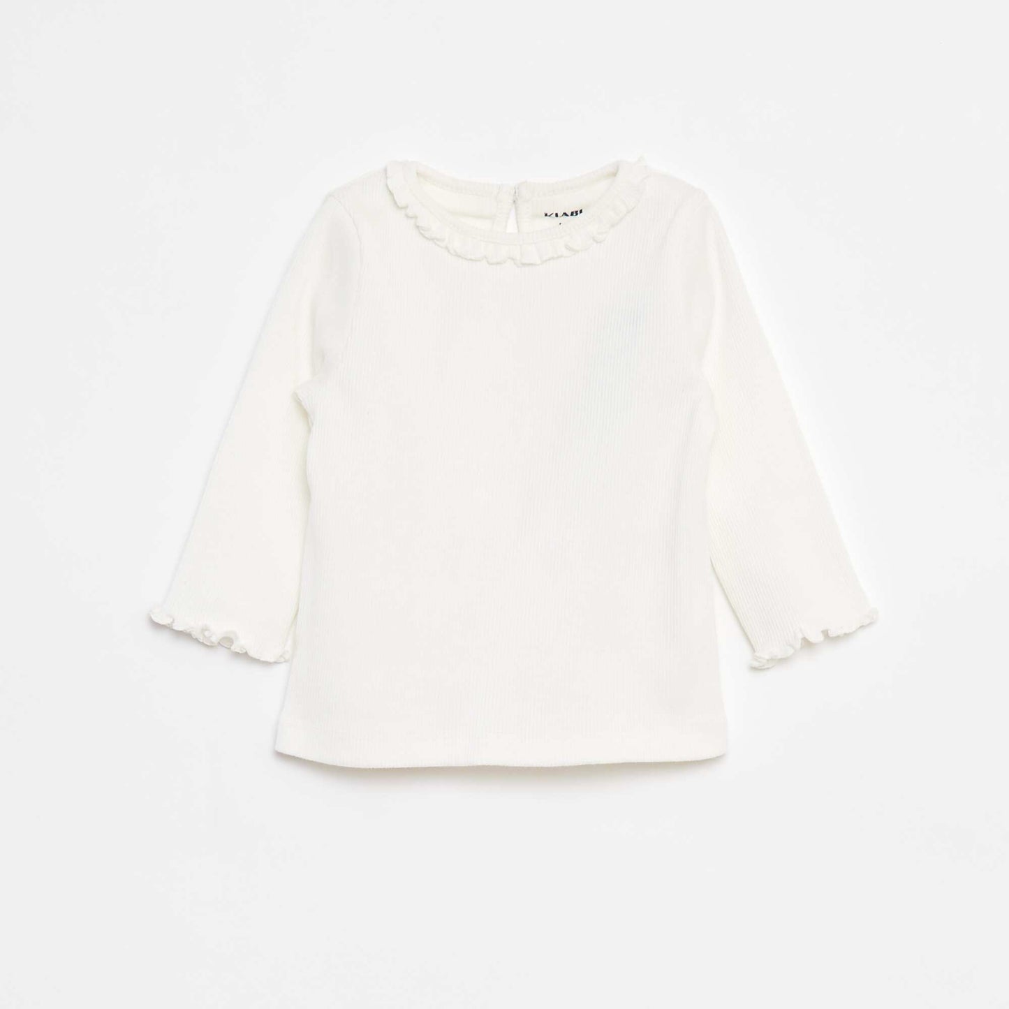 T-shirt côtelé à manches longues BLANC