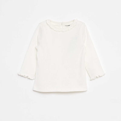 T-shirt côtelé à manches longues BLANC