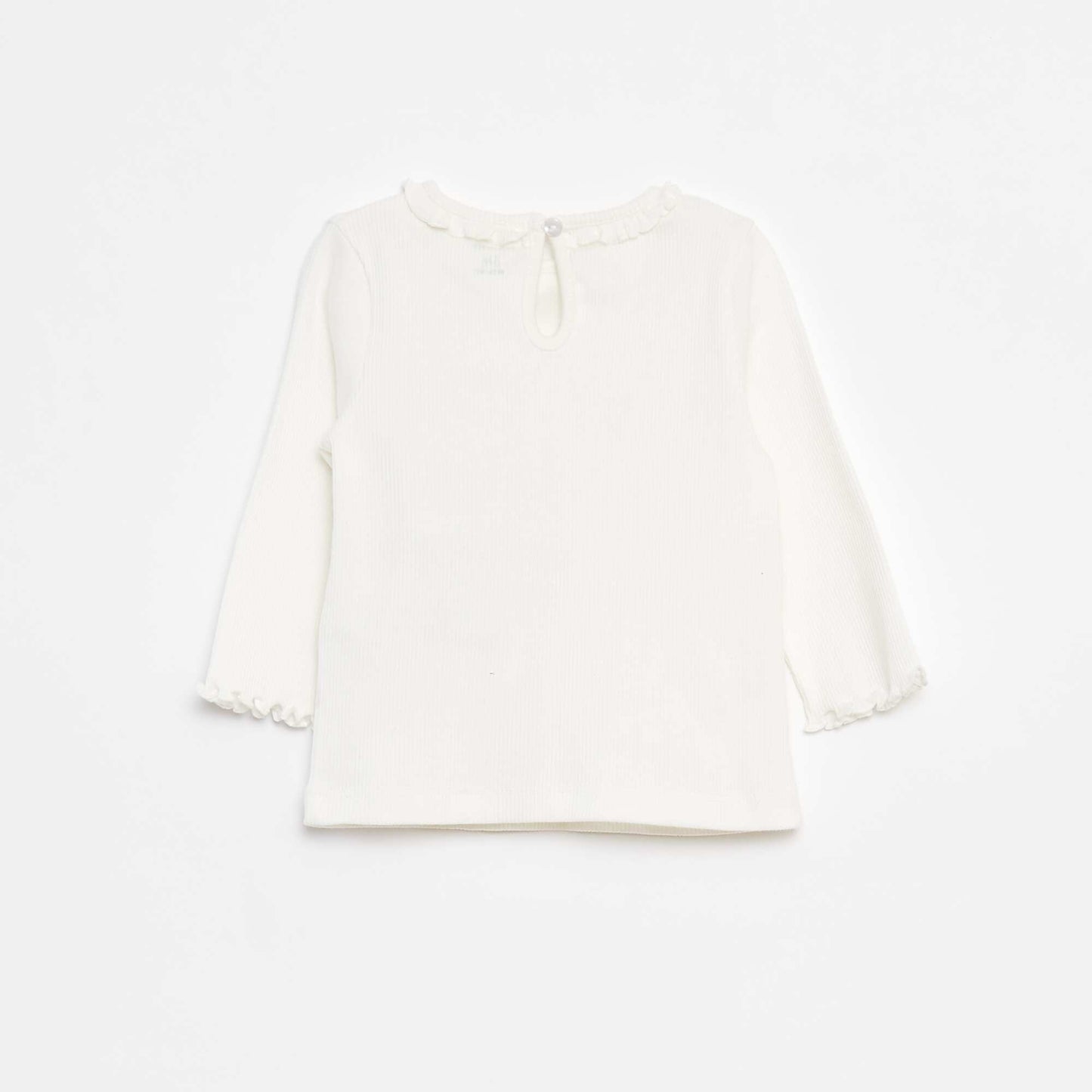 T-shirt côtelé à manches longues BLANC