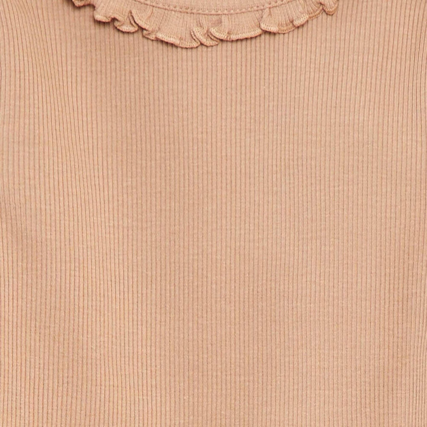 T-shirt côtelé à manches longues BEIGE
