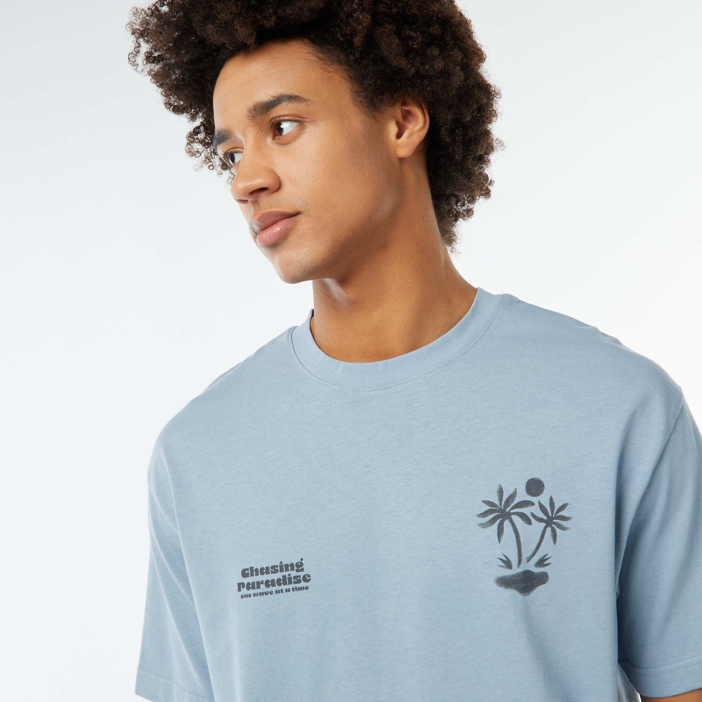 T-shirt imprimé imprimé manches courtes BLEU