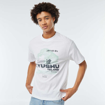 T-shirt imprimé imprimé manches courtes BLANC
