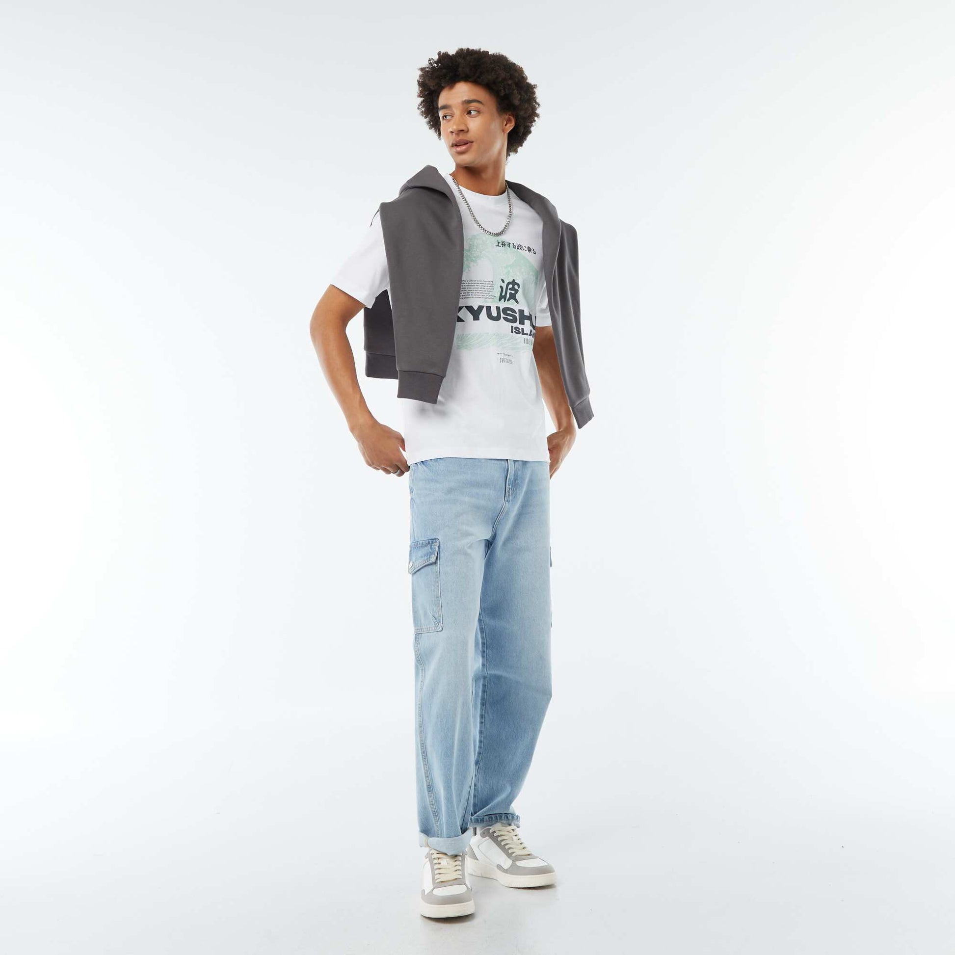 T-shirt imprimé imprimé manches courtes BLANC