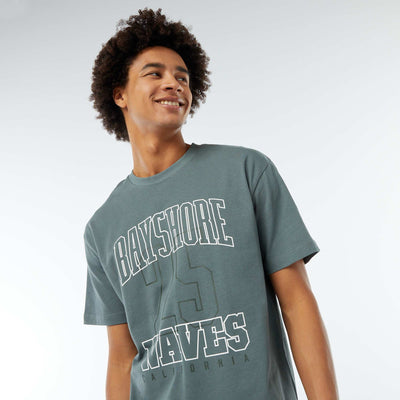 T-shirt imprimé imprimé manches courtes VERT GRISé