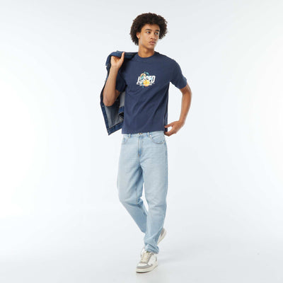 T-shirt imprimé imprimé manches courtes BLEU
