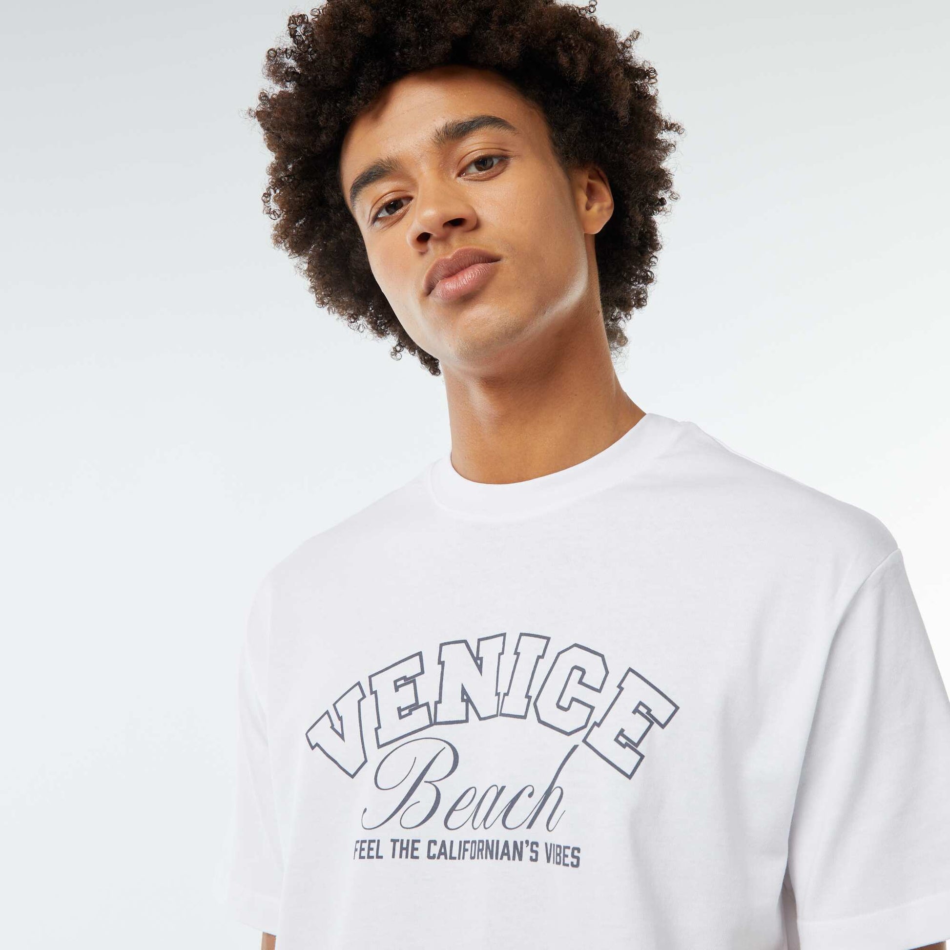 T-shirt imprimé imprimé manches courtes BLANC
