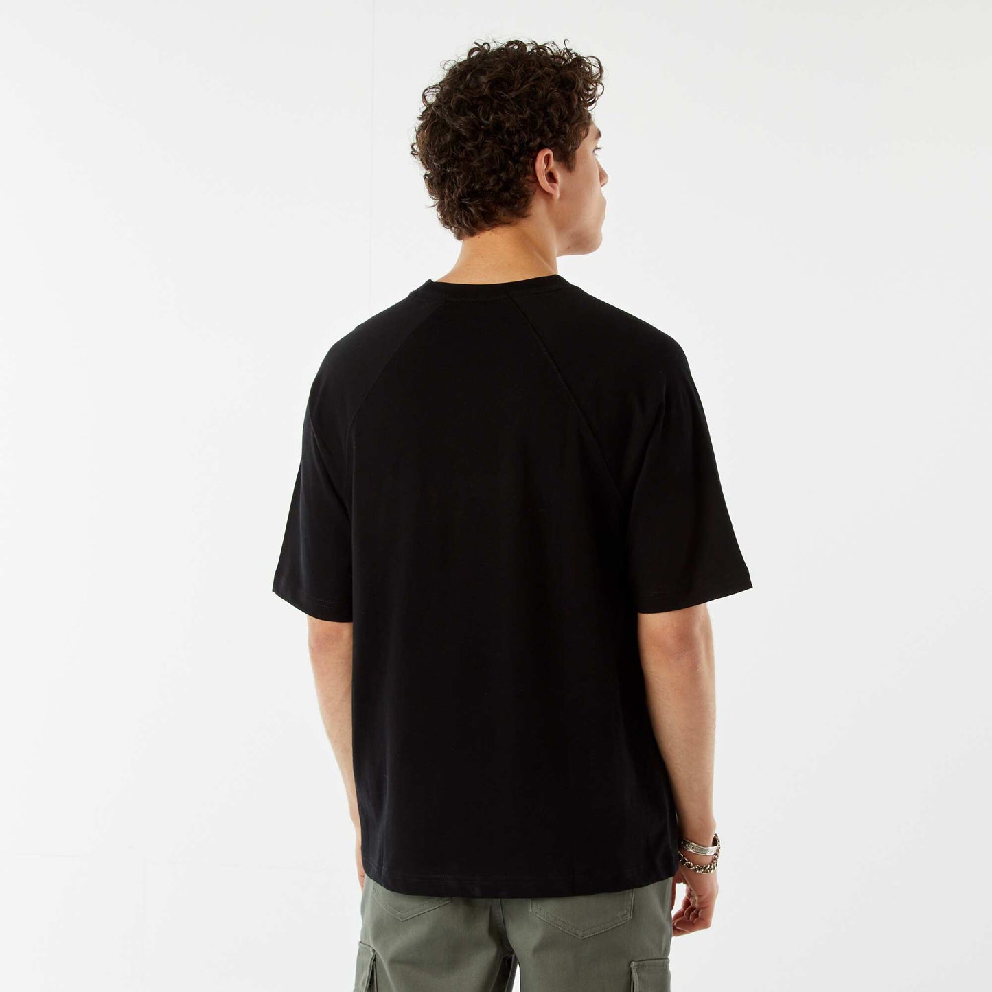 T-shirt manches courtes raglan imprimé NOIR