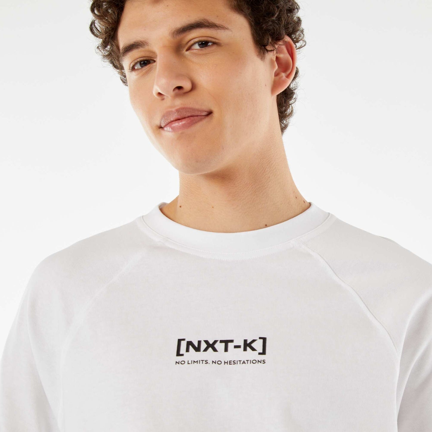T-shirt manches courtes raglan imprimé BLANC