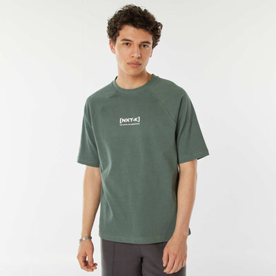 T-shirt manches courtes raglan imprimé VERT