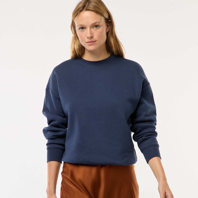 Sweat uni en molleton chaud BLEU