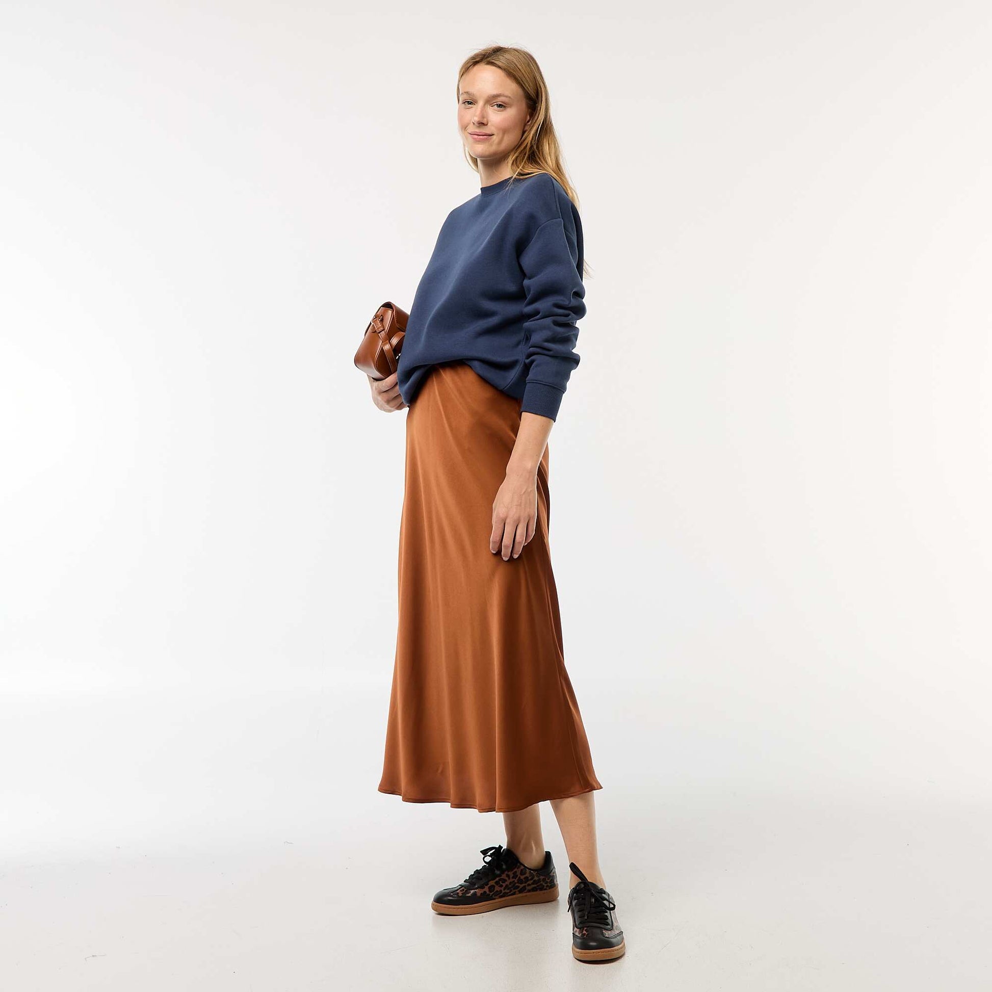 Sweat uni en molleton chaud BLEU