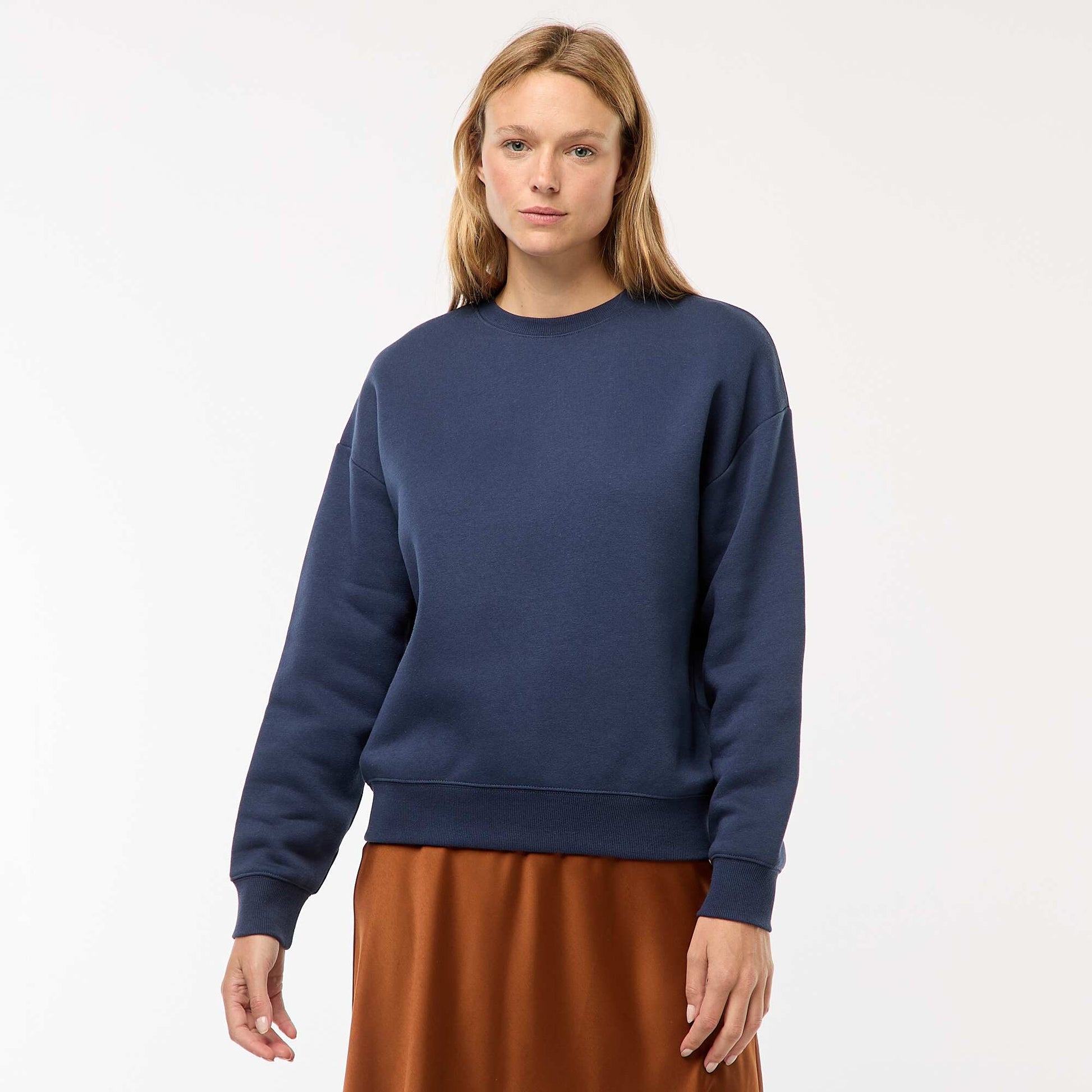 Sweat uni en molleton chaud BLEU
