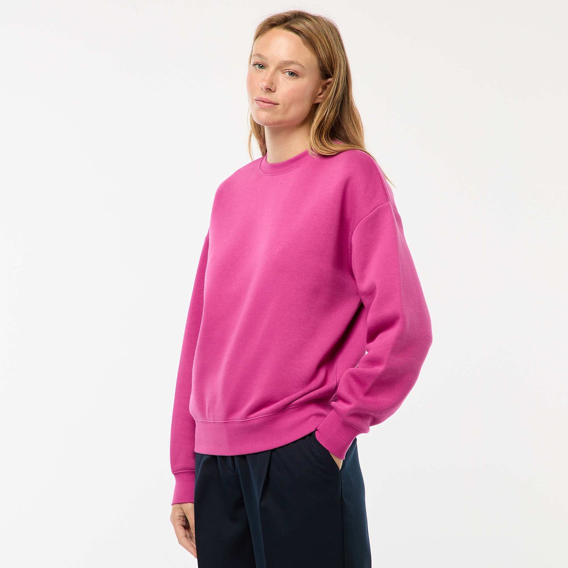 Sweat uni en molleton chaud VIOLET