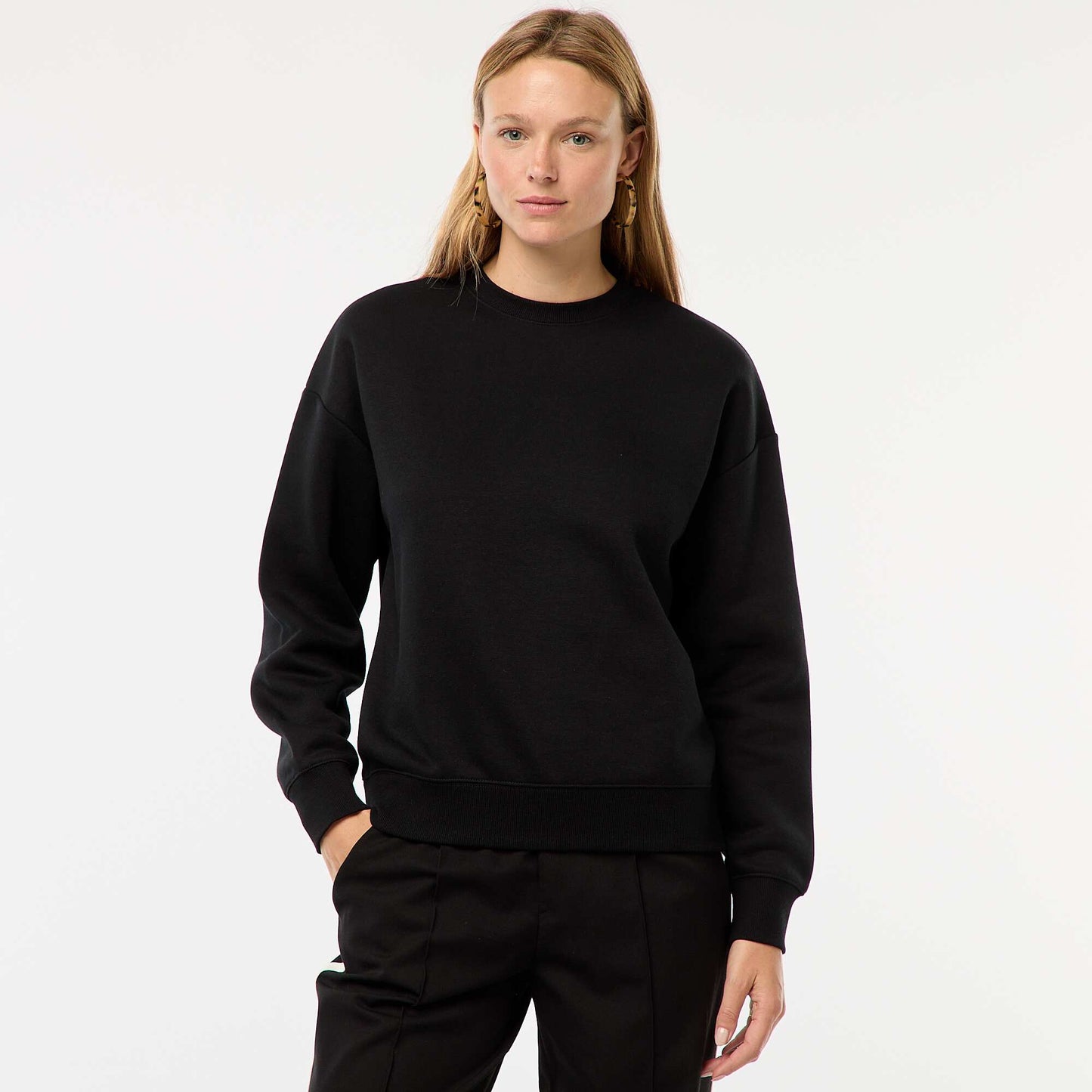 Sweat uni en molleton chaud NOIR