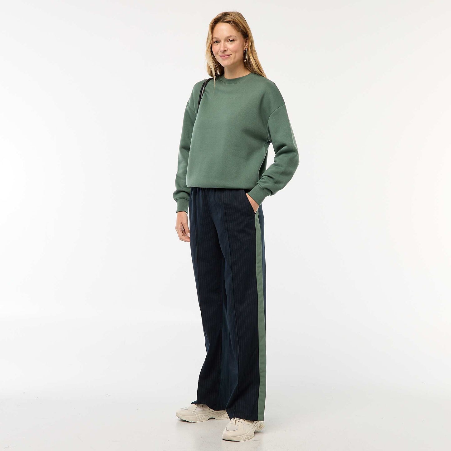 Sweat uni en molleton chaud VERT