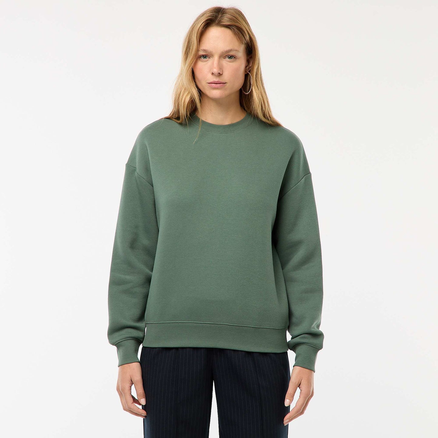 Sweat uni en molleton chaud VERT